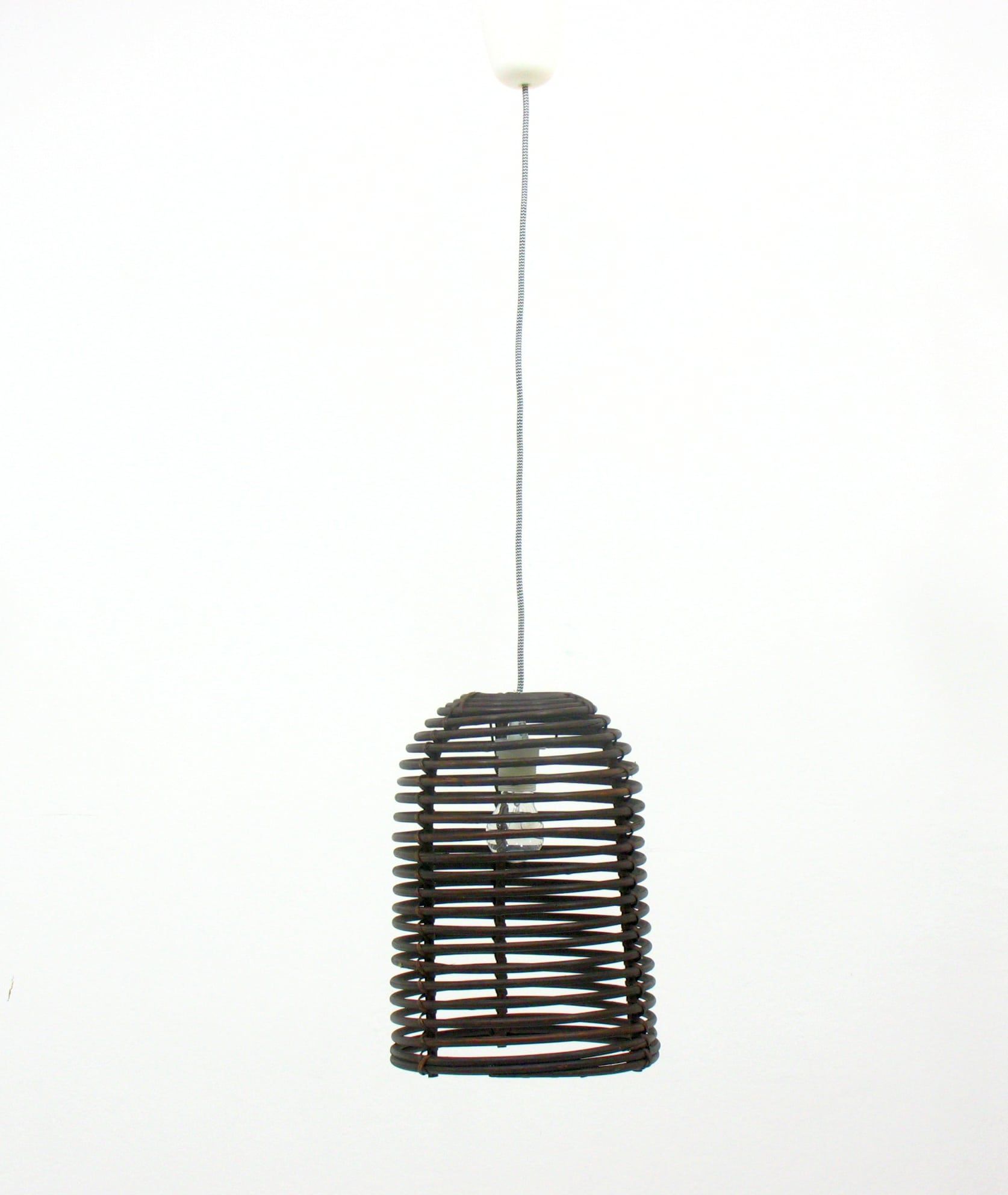 Suspension en rotin années 70