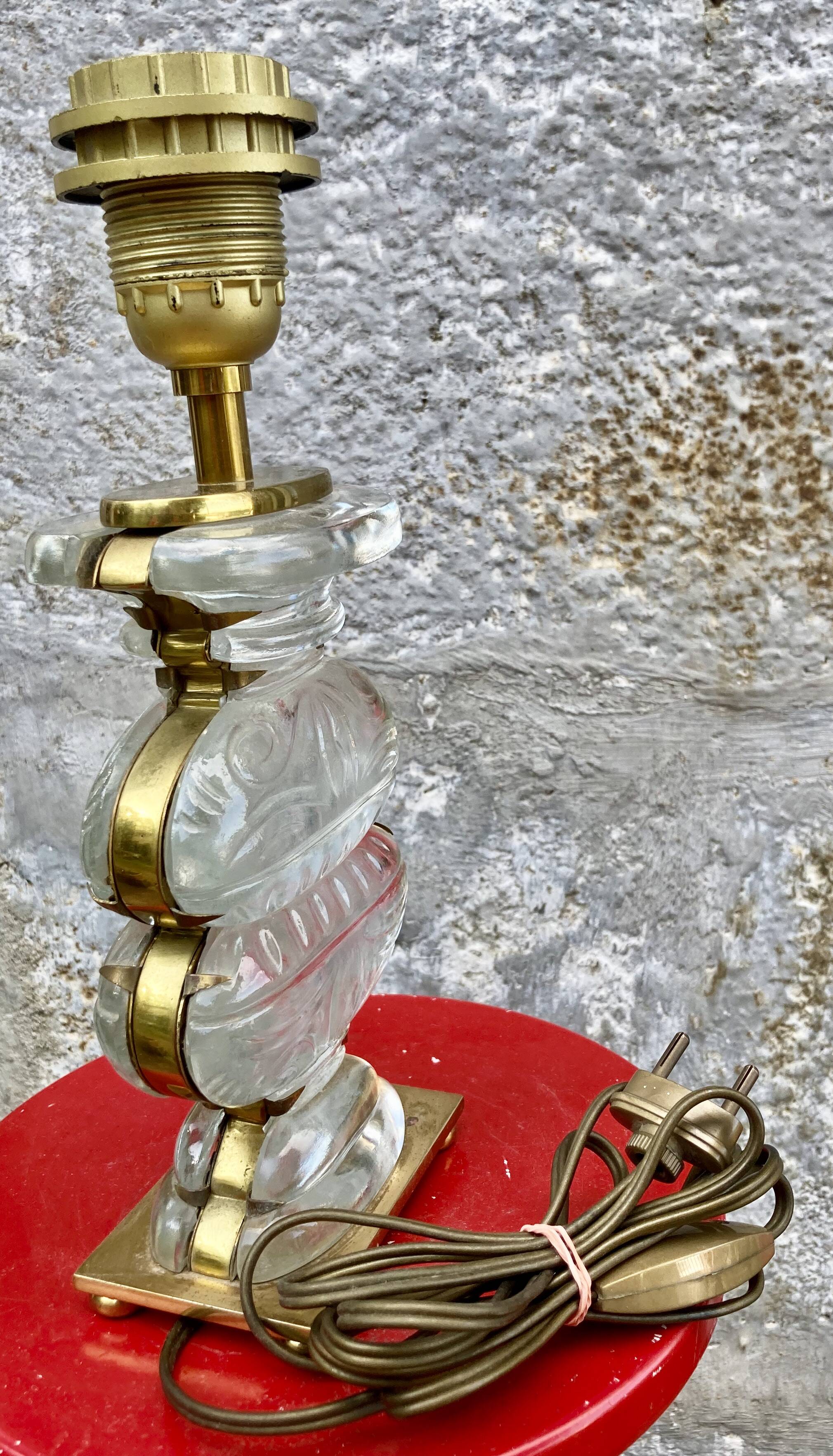 Glass Desk Lamp with Baguès House Urns, 1950s vintage