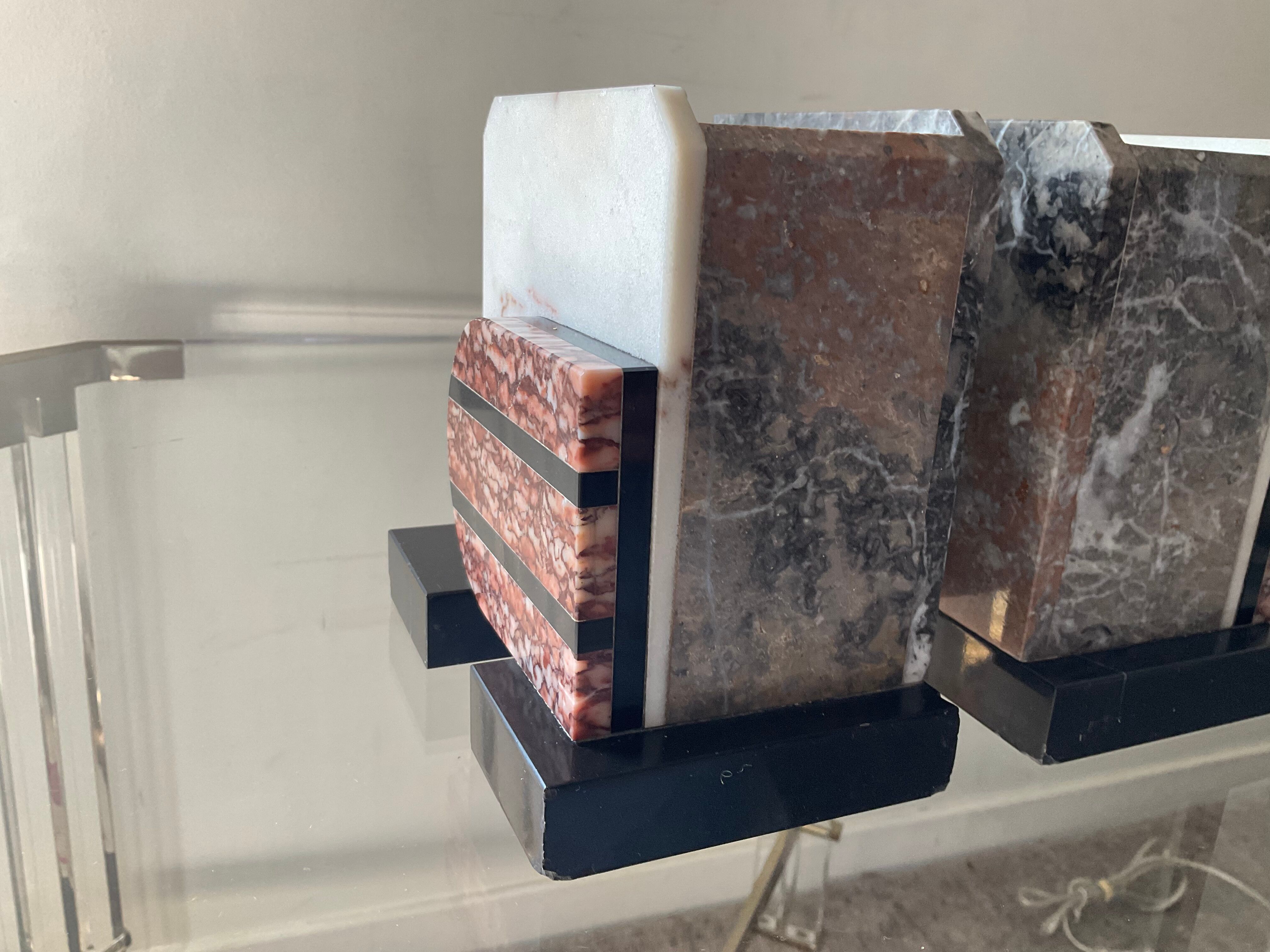Pair of Art Deco marble bookends