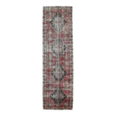 Tapis couloir rouge noué à la main turc des années 1960 111x391