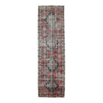 1960s Turkish Hand-Knotted Red Runner Rug 111x391