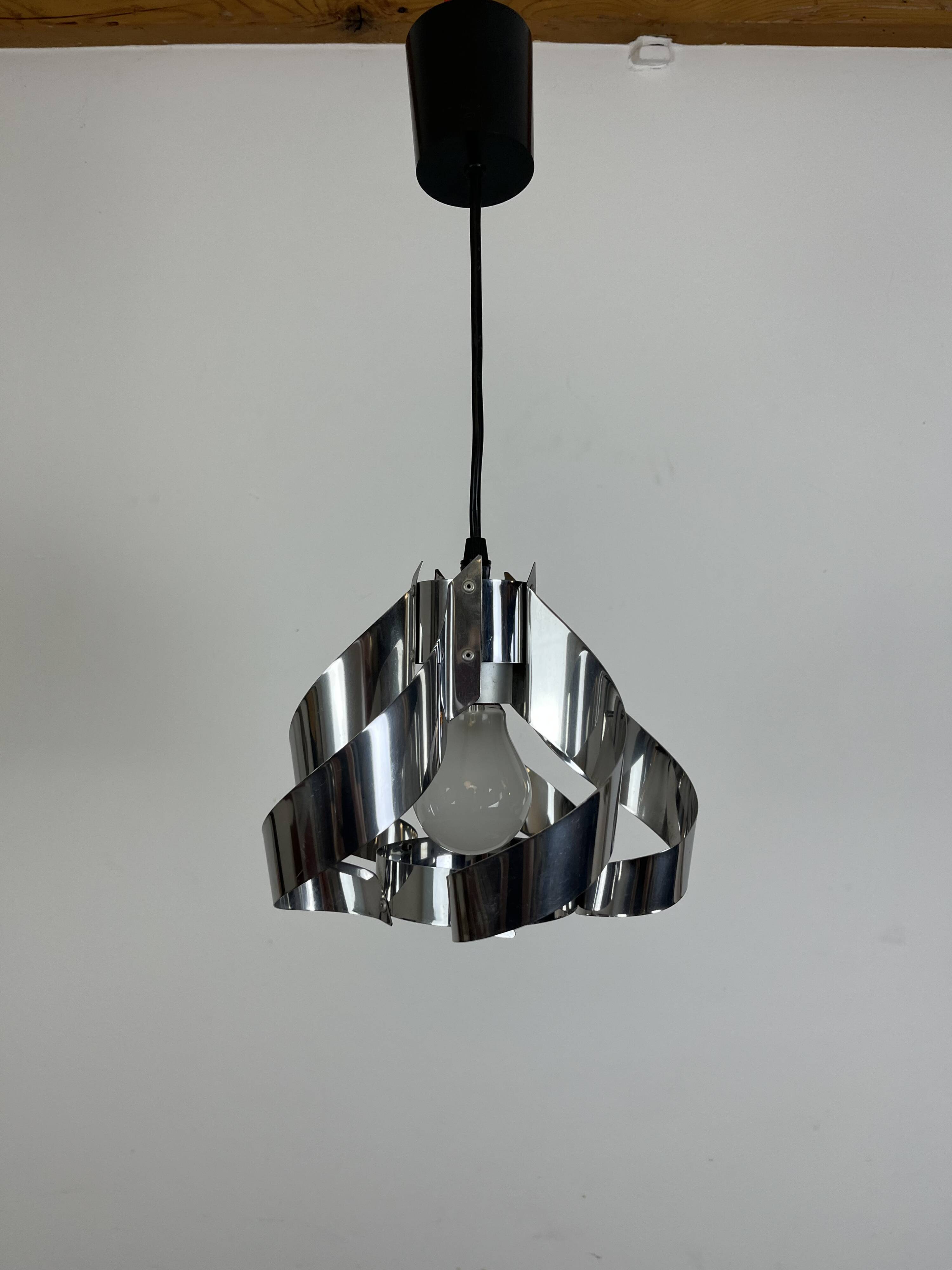 70s chrome spiral pendant light