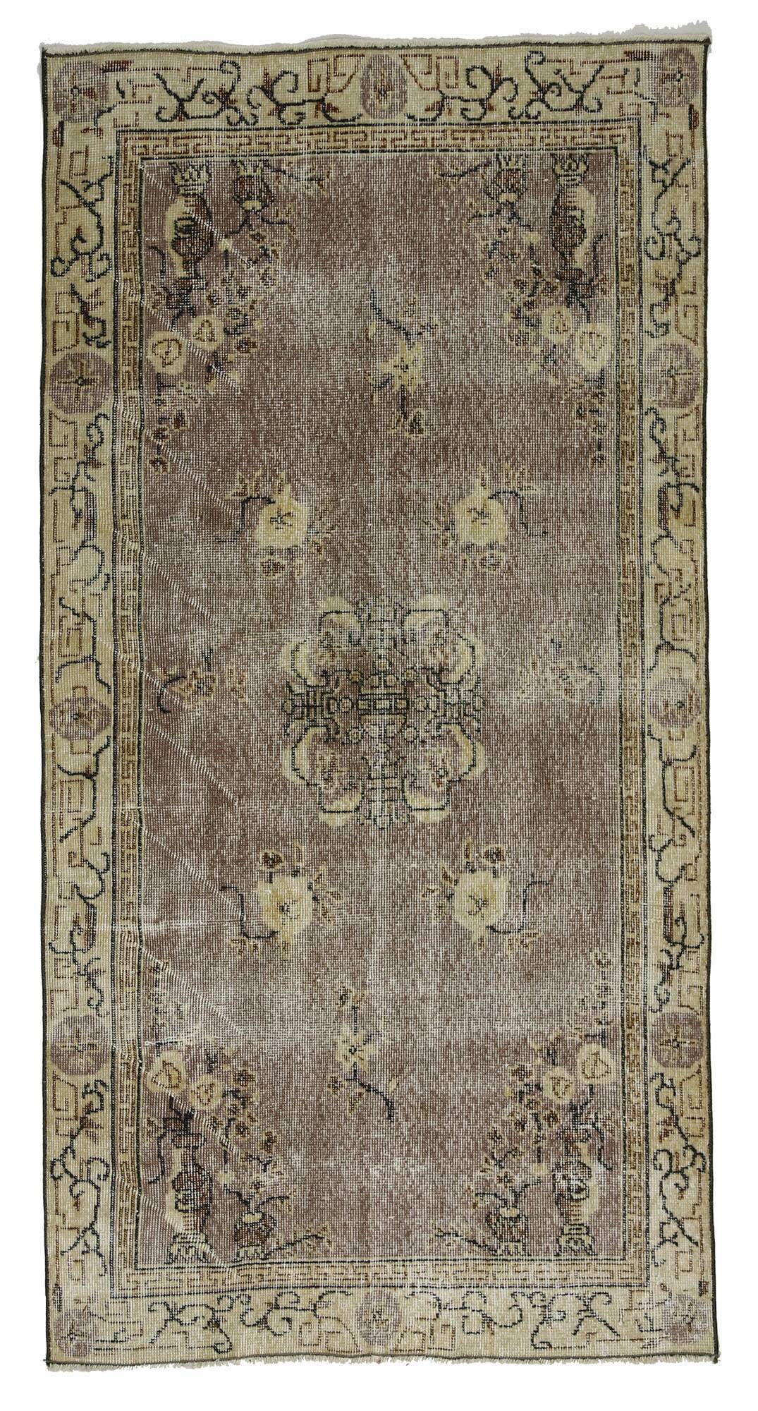 Turkish Anatolian Handmade Vintage Area Rug 202 cm x 110 cm