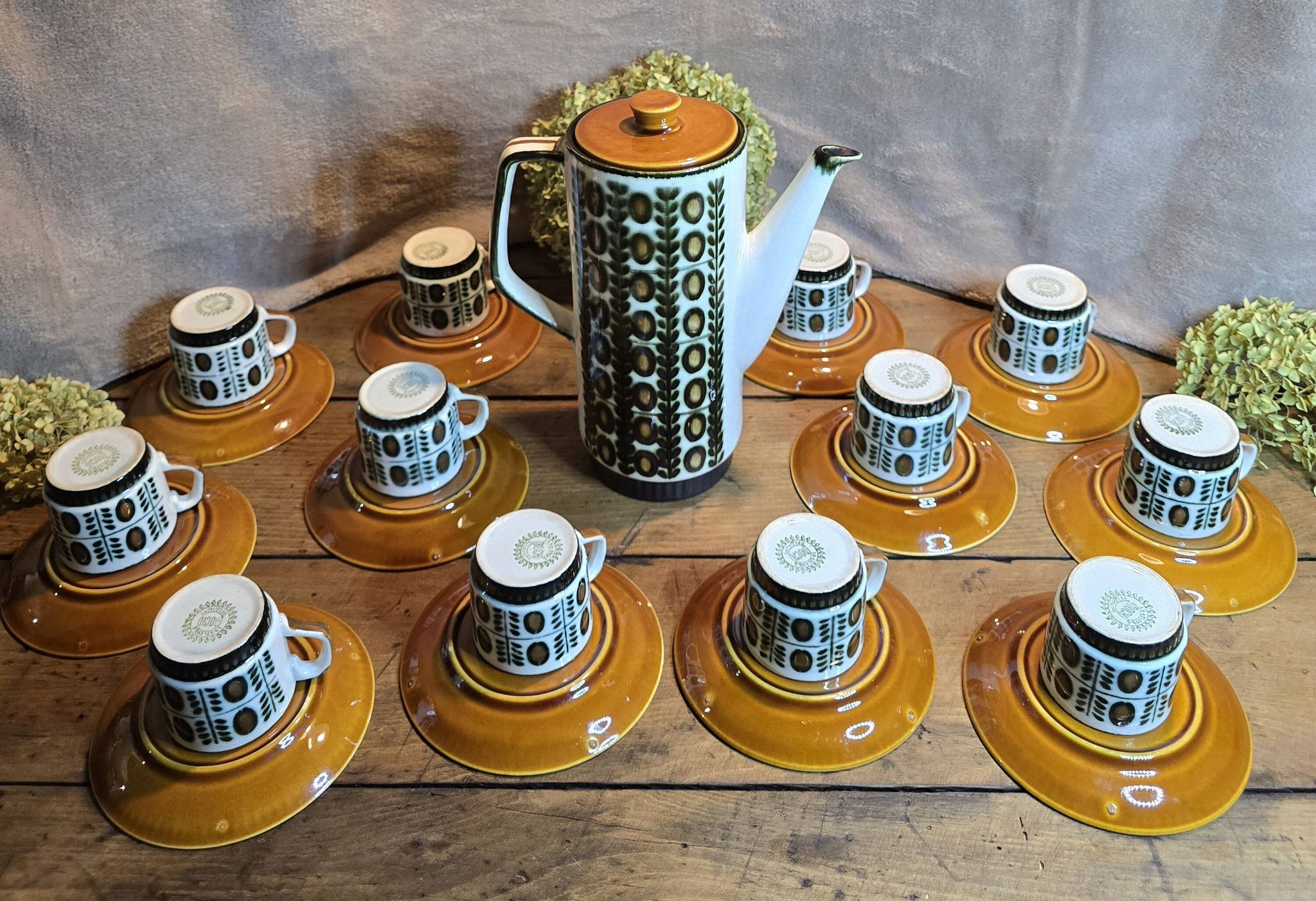 Boch la louvière – delta noix coffee service 1966 – vintage 25 pieces