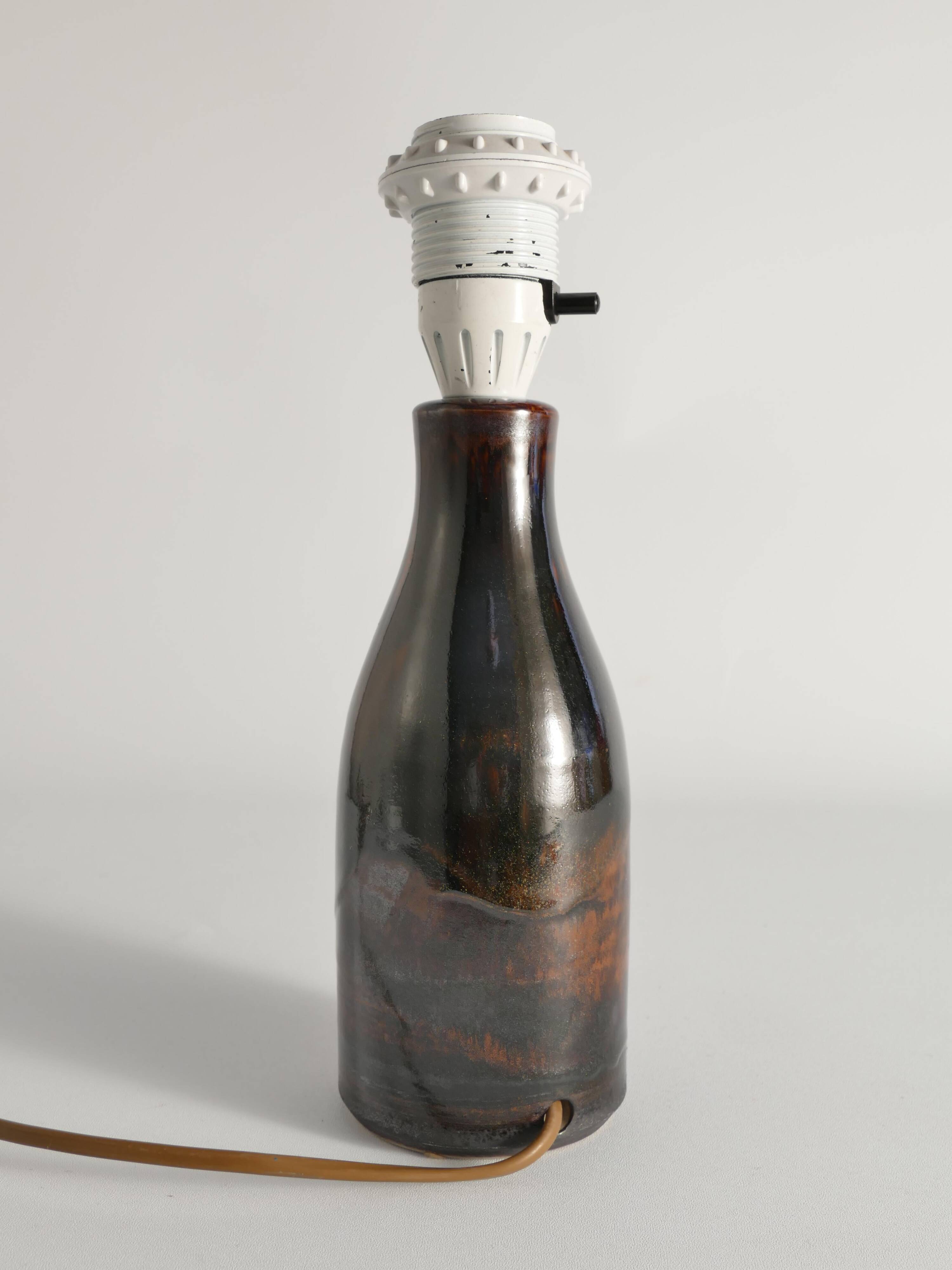 Brown Stoneware Table Lamp by Carl-Harry Stålhane, Designhuset, Sweden 1960s