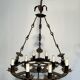Wrought Iron Chandelier, 12 Lights, Gothic Style, French Work, circa 1