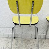 Pair of vintage yellow chrome Formica kitchen chairs.