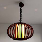 Rattan pendant light and vintage lampshade
