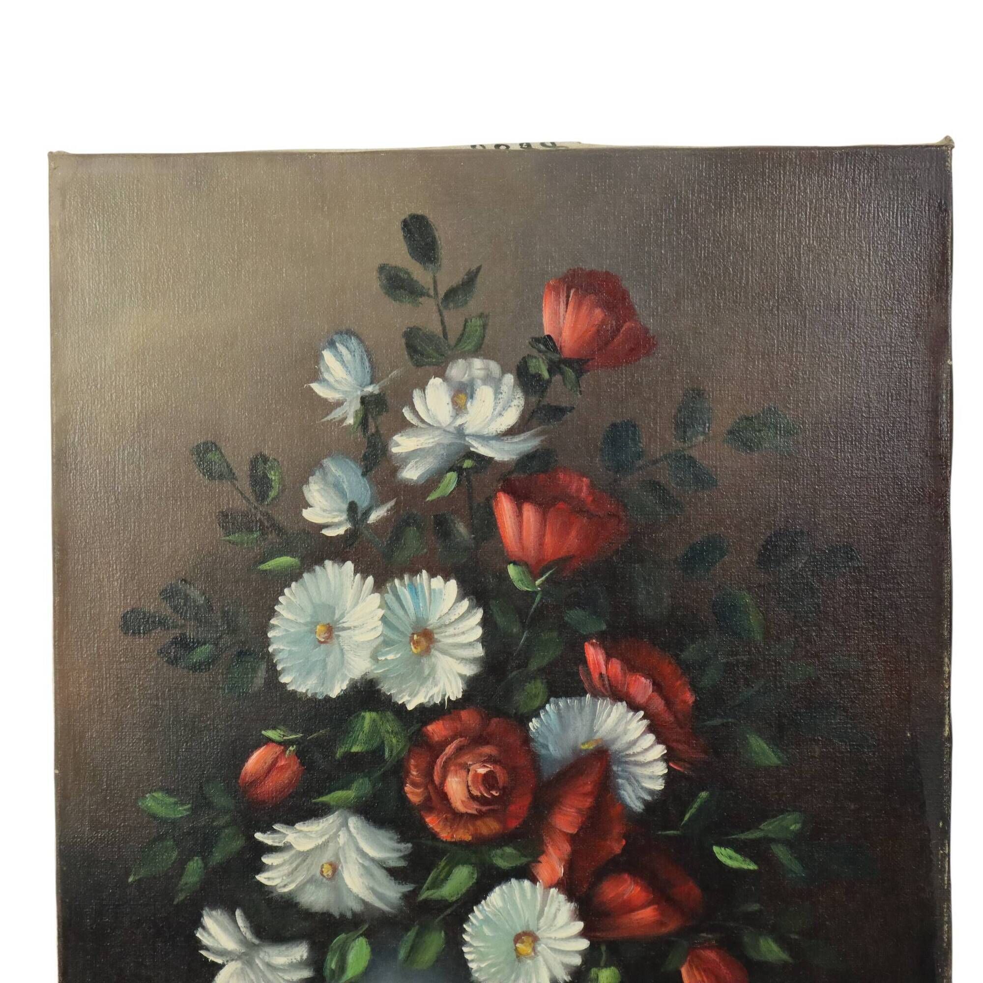 Vintage Floral Still Life Painting Signed J. Rems 60x50cm