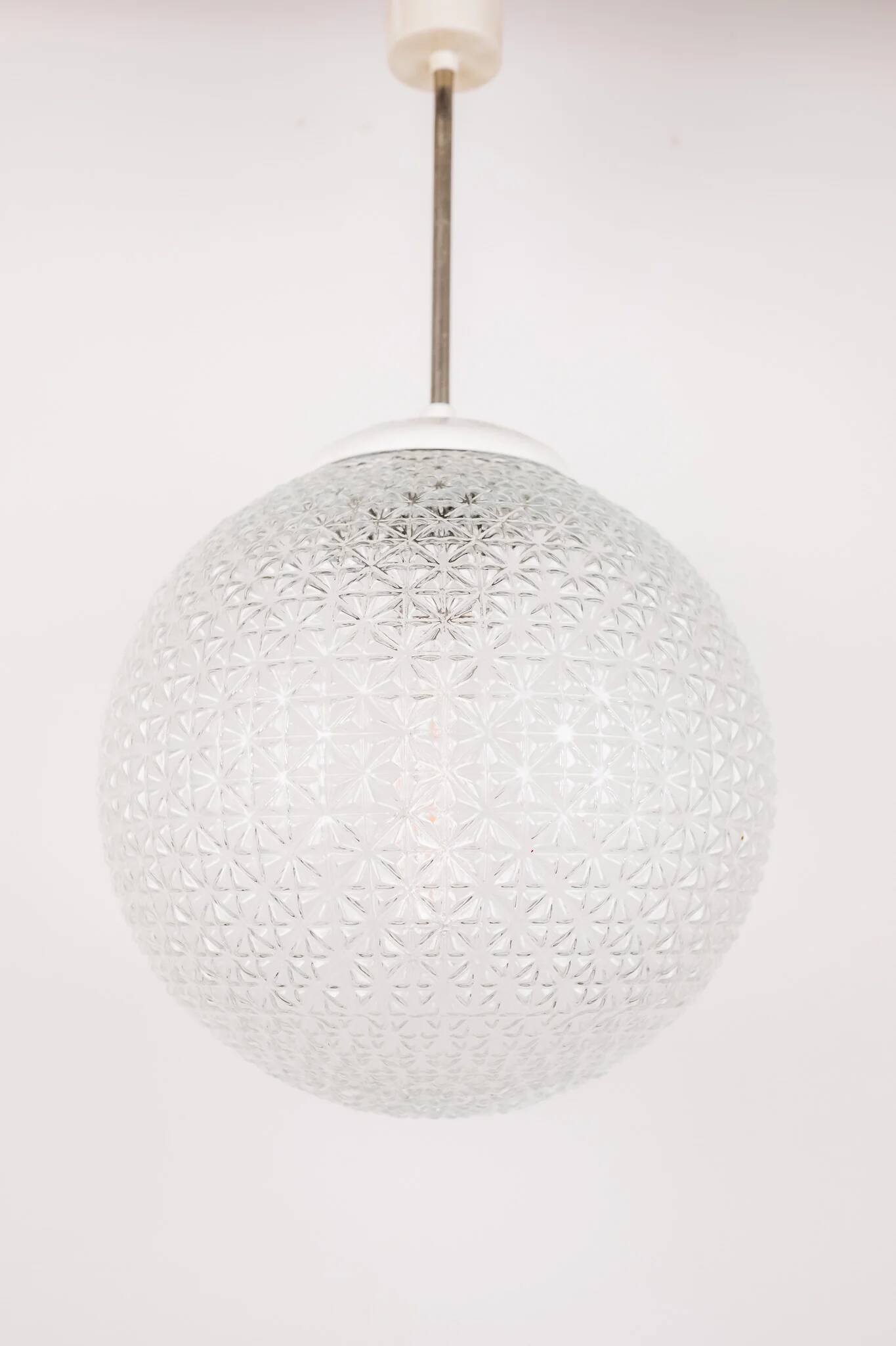 Vintage Mid Century Modern round glass pendant light
