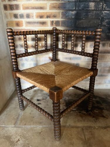 Chaise d'angle vintage française en bois