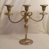 Grand chandelier 3 feux / bougeoir en met.argente styl classique
