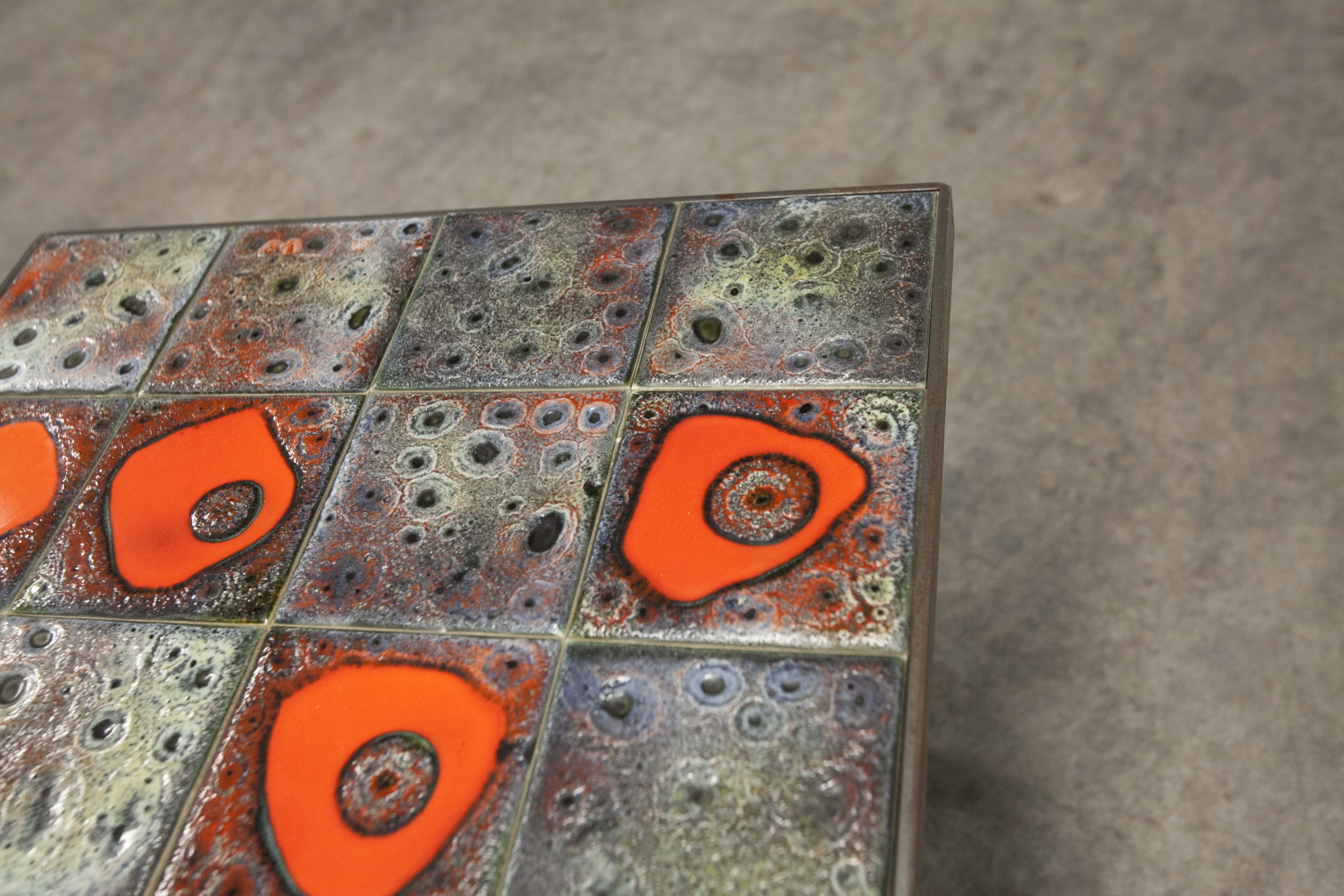 Seventies iron and ceramic coffee table