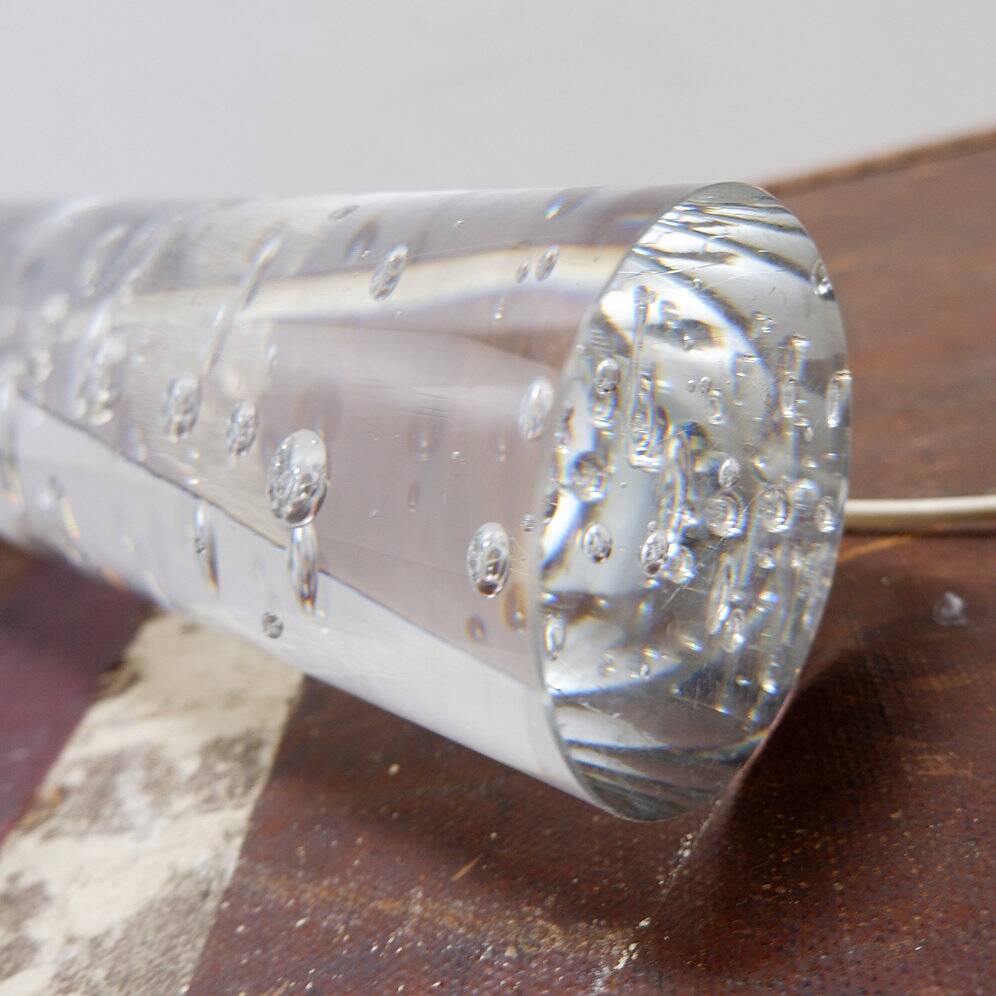 Glass lamp with air bubble pattern, "Daum France" style, circa 1975