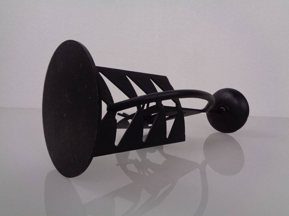 Brutalist Iron Cat Candleholder, Germany, 1960s