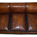 Antique Victorian leather canapé, hand-dyed, 3-4 seats.