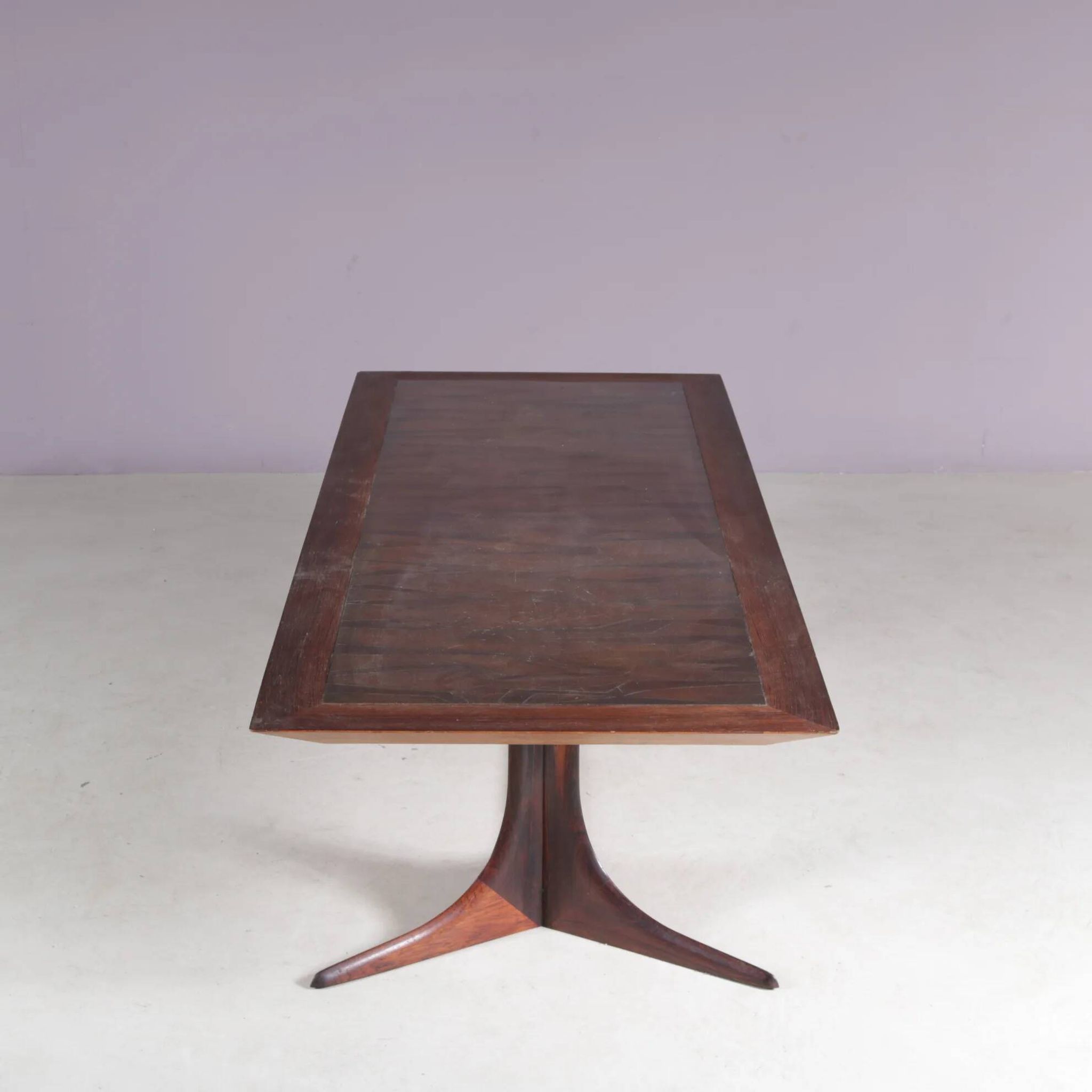 Table basse en bois avec cuivre des années 1960, Danemark