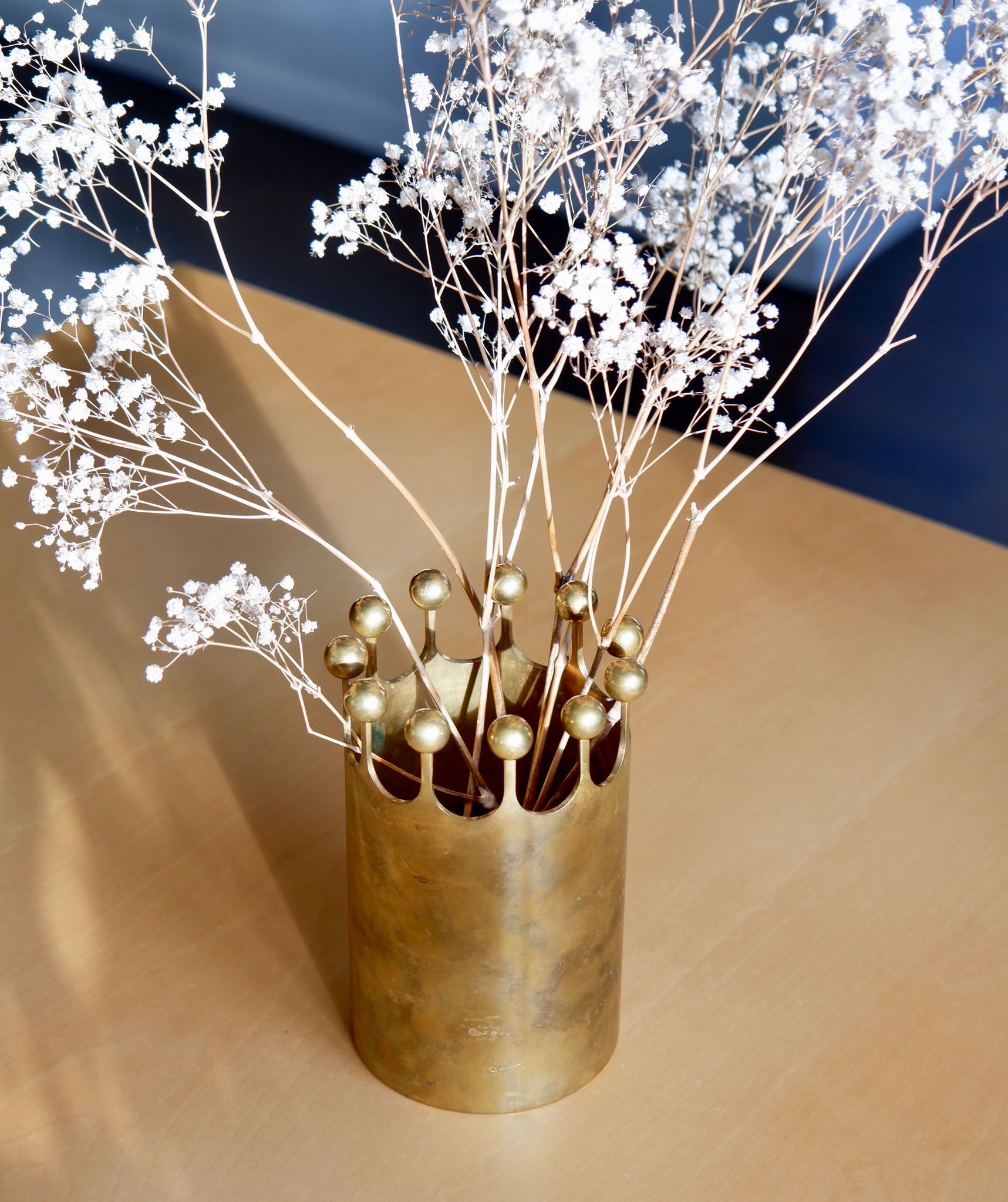 Pierre Forssell crown brass vase for Skultuna circa 1970