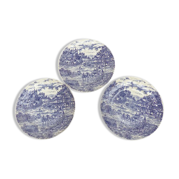 3 Jouy canvas pattern plates