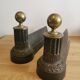 2 cast iron and brass chenets