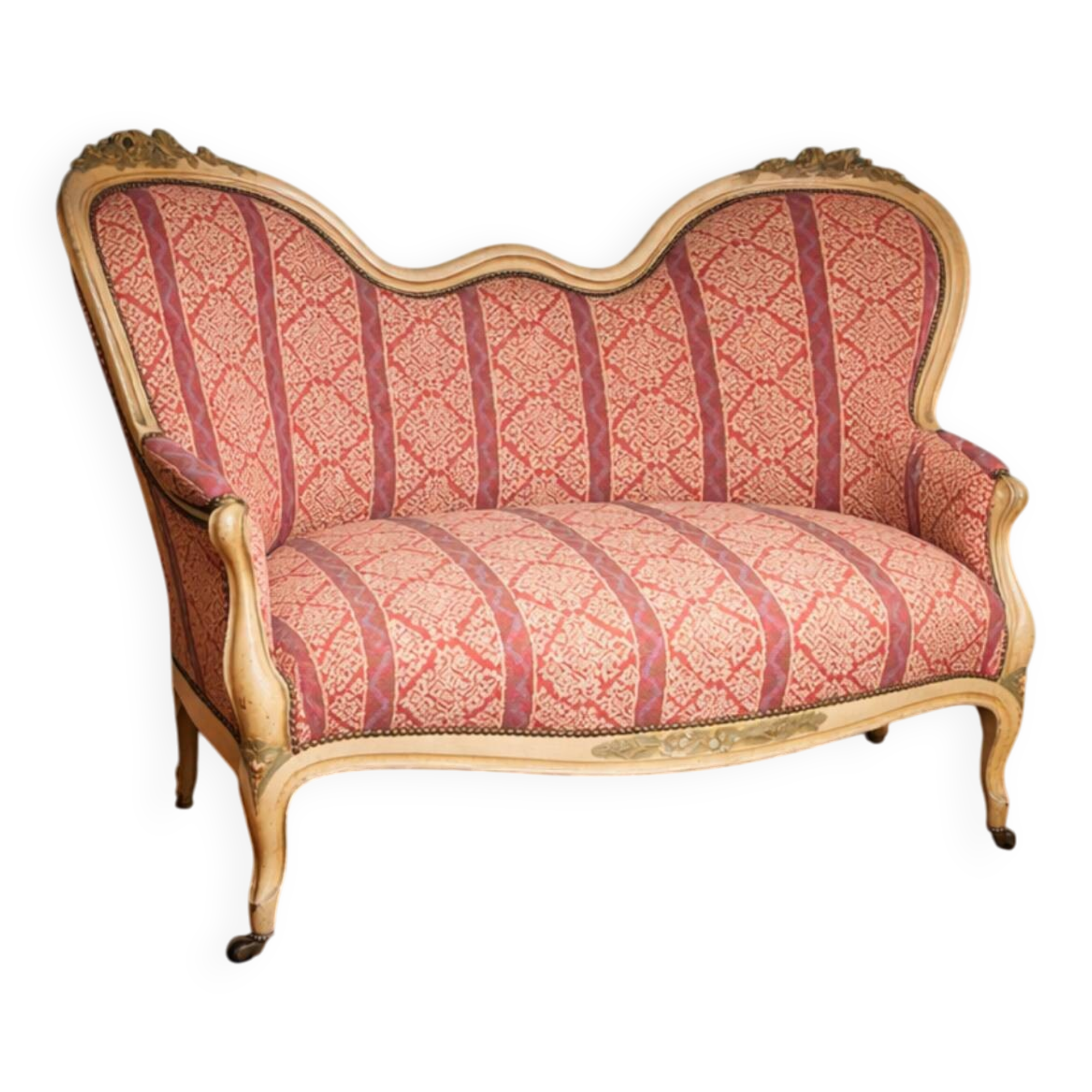 Antique Louis XV style bench, Napoleonic III period.