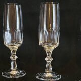 8 flûtes champagne en cristal taillé côtes plates