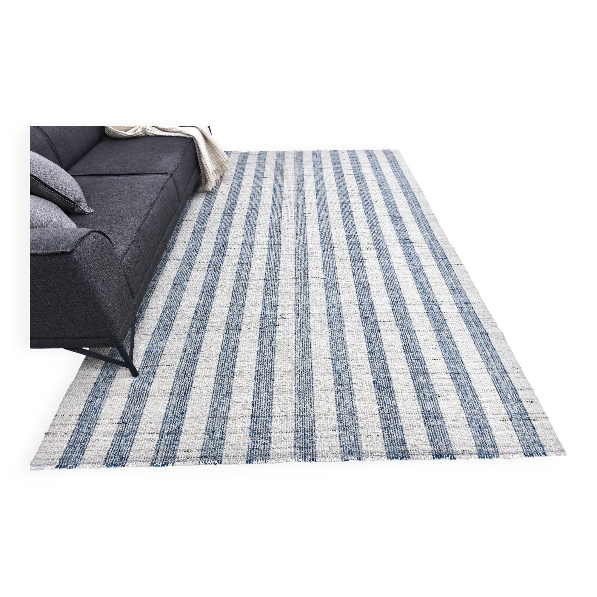 İndigo blue Beige Kilim Rug  190x290 cm, Scandinavian Stile Kilim Rug