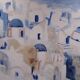 The Greek village - Pastel blue and ochre tones - Signed dated