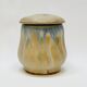 Gilbert Metenier Covered pot in beige and blue art nouveau flamed stoneware