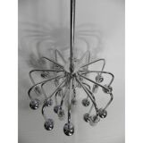 Suspension Sputnik vintage avec 9 points lumineux et 16 ampoules chromées