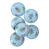 Set of 6 polychrome ironstone dessert plates