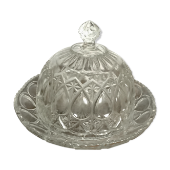 Plat en verre et sa cloche circa 1950