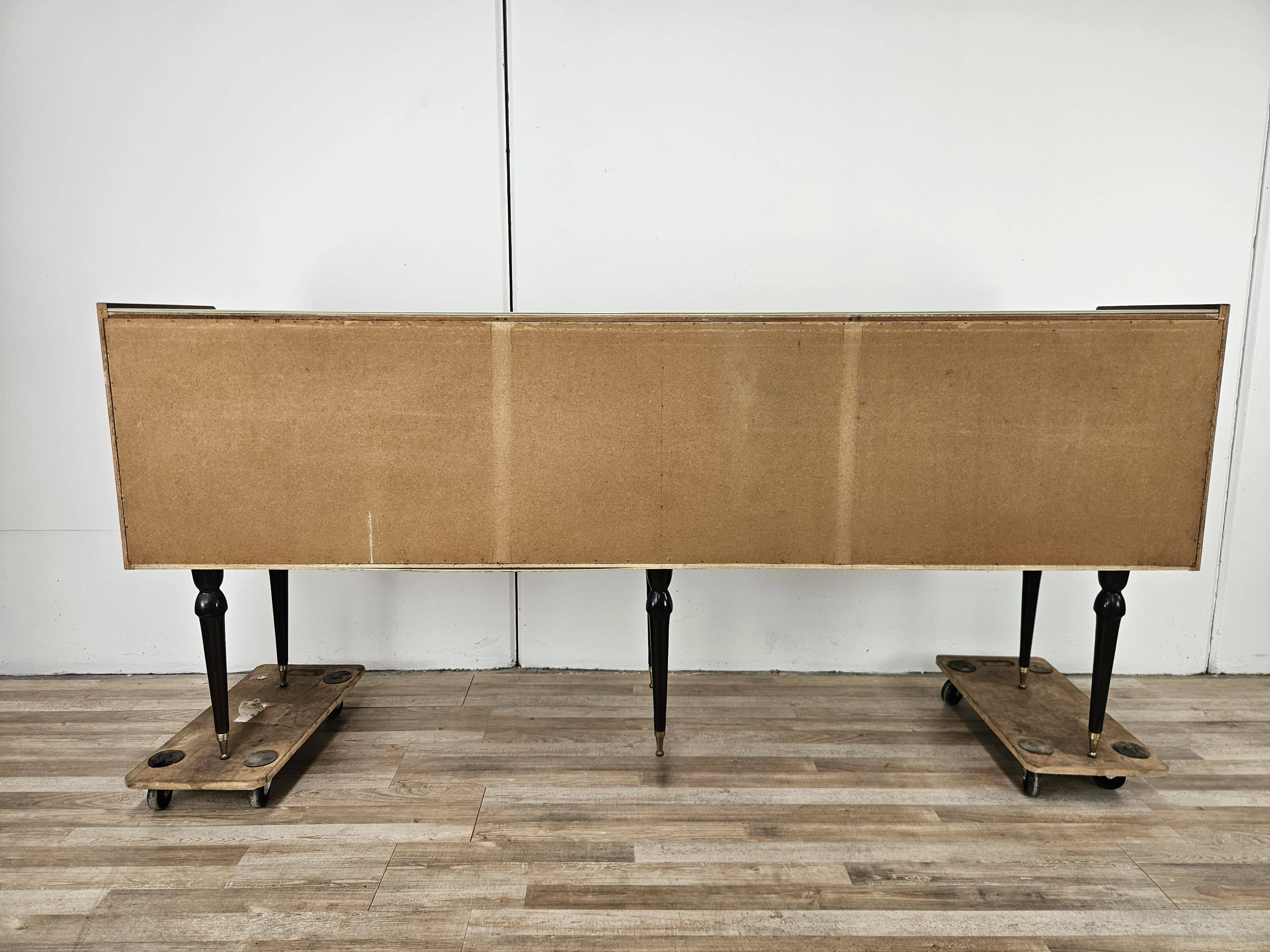 Mid-century 1960s mahogany sideboard with glass top