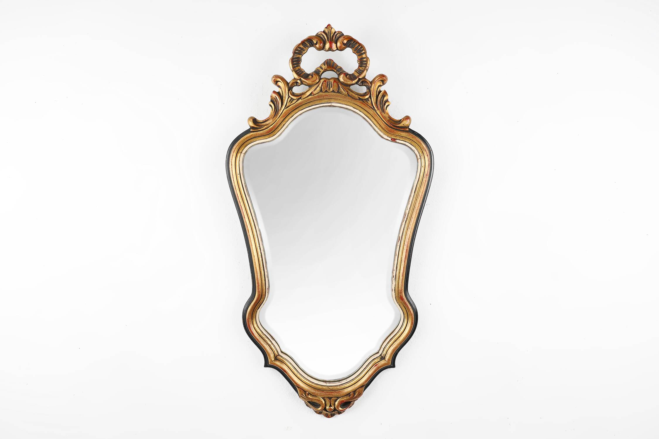 20th Century Baroque style mirror in carved and gilded wood, Belgium