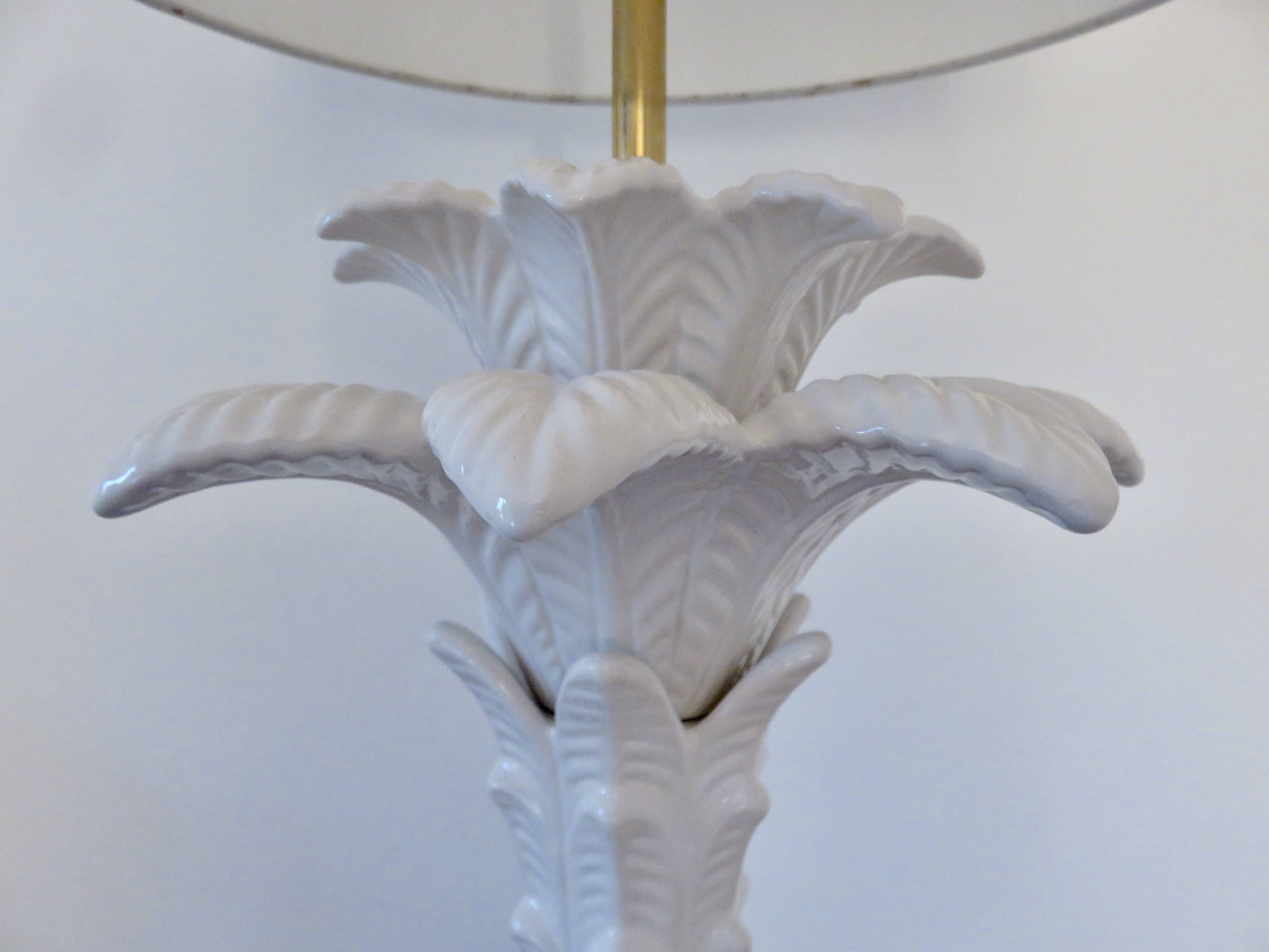 Grande lampe palmier, Italy, en céramique blanche, années 60