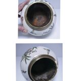 round vase earthenware brass decorated with flowers and insects early 20th century