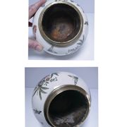 round vase earthenware brass decorated with flowers and insects early 20th century