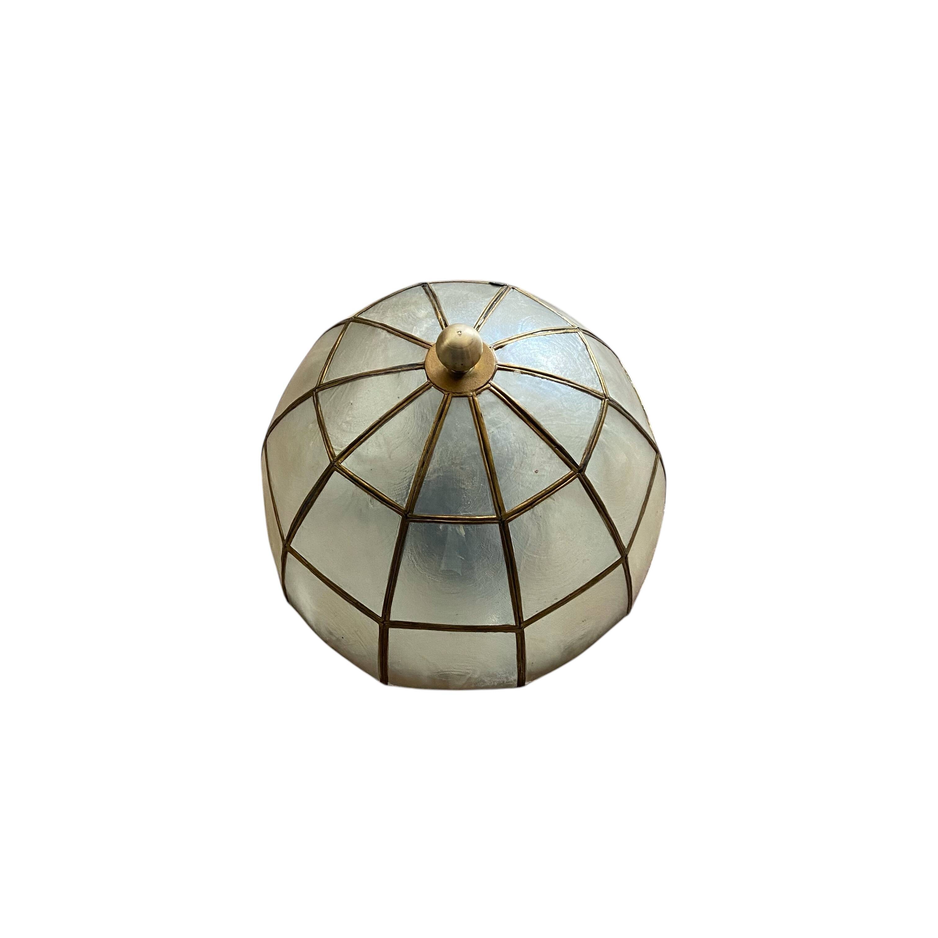 Small ceiling light with a mother-of-pearl shade from the 1950s.