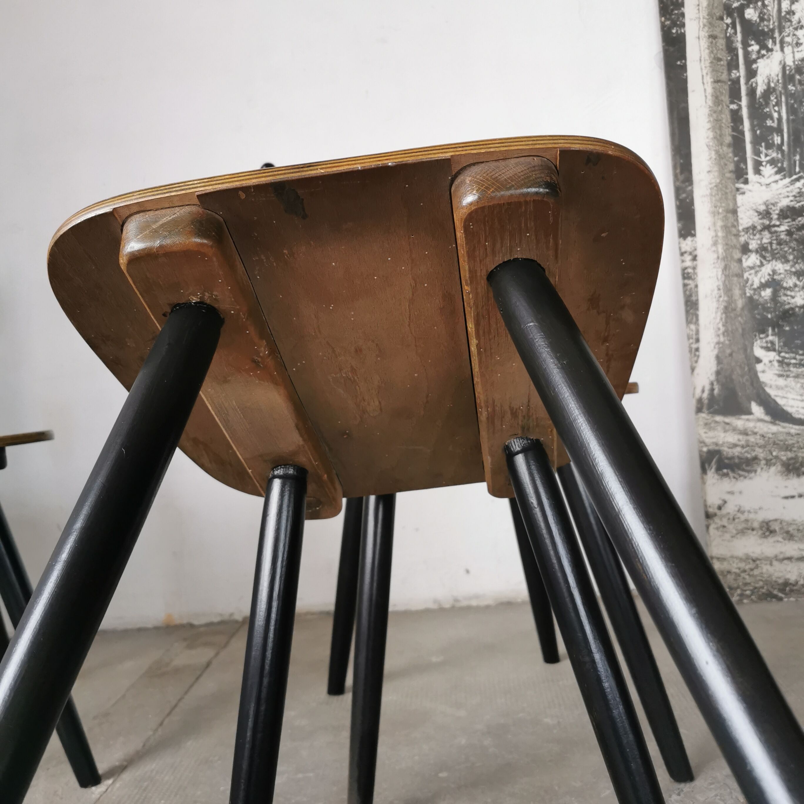 Set of 6 Scandinavian style bar chairs 1960/70