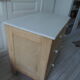 Vintage raw pitchpin chest of drawers, pearl grey patinated drawer tray buttons