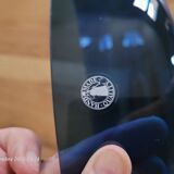 Round blue glass serving dish