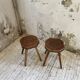 Pine stools with curved seat from the 50s