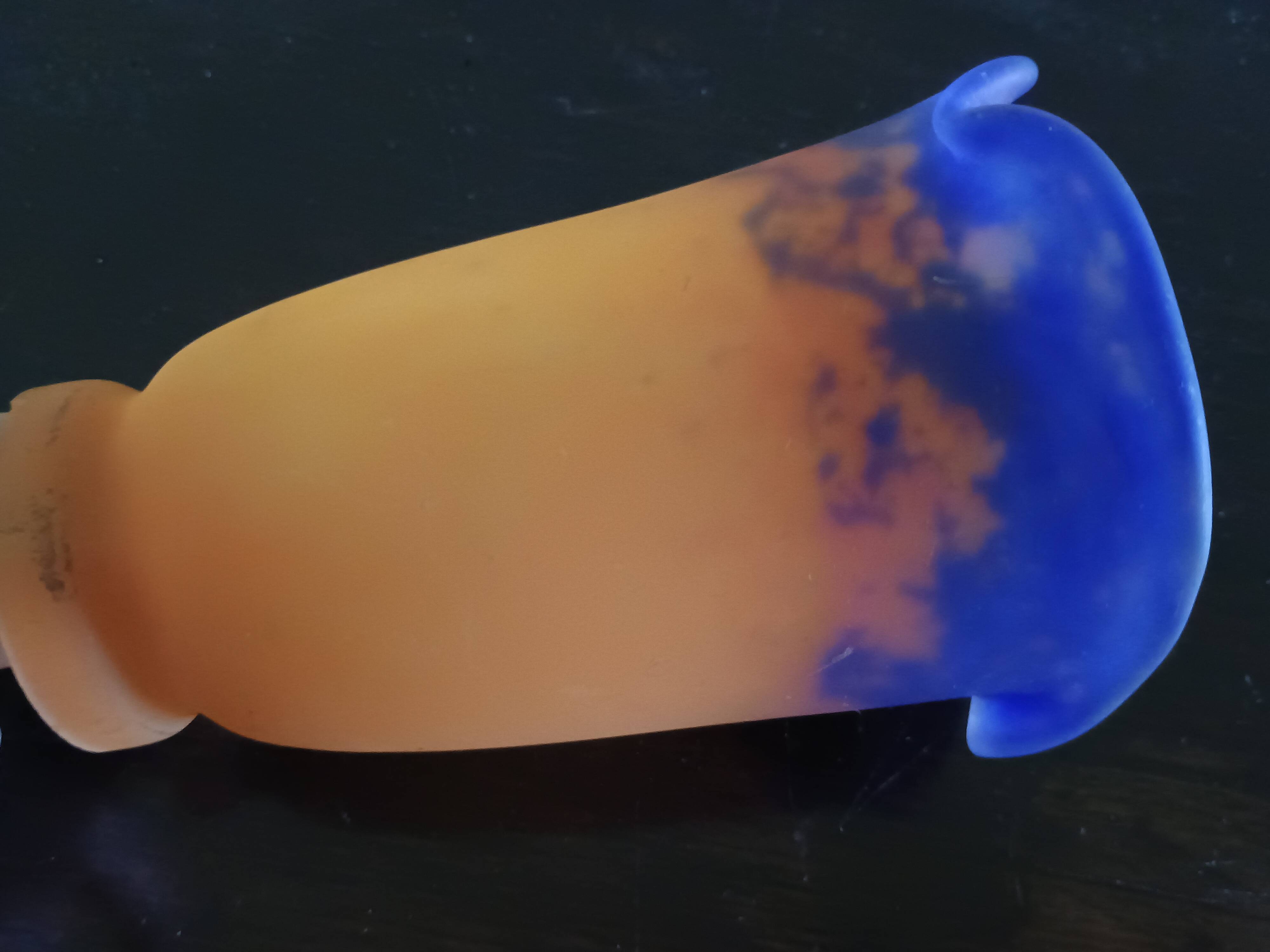Muller Freres Luneville - Tulip Corolla Orange-Violet Marbled Glass