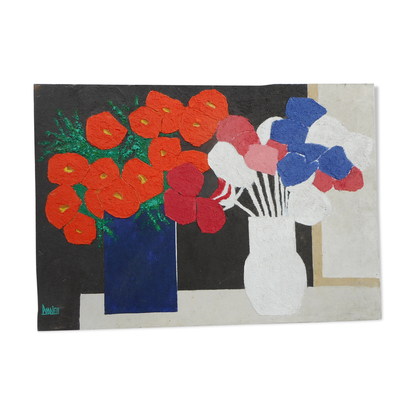 Peinture fleurs stylisées