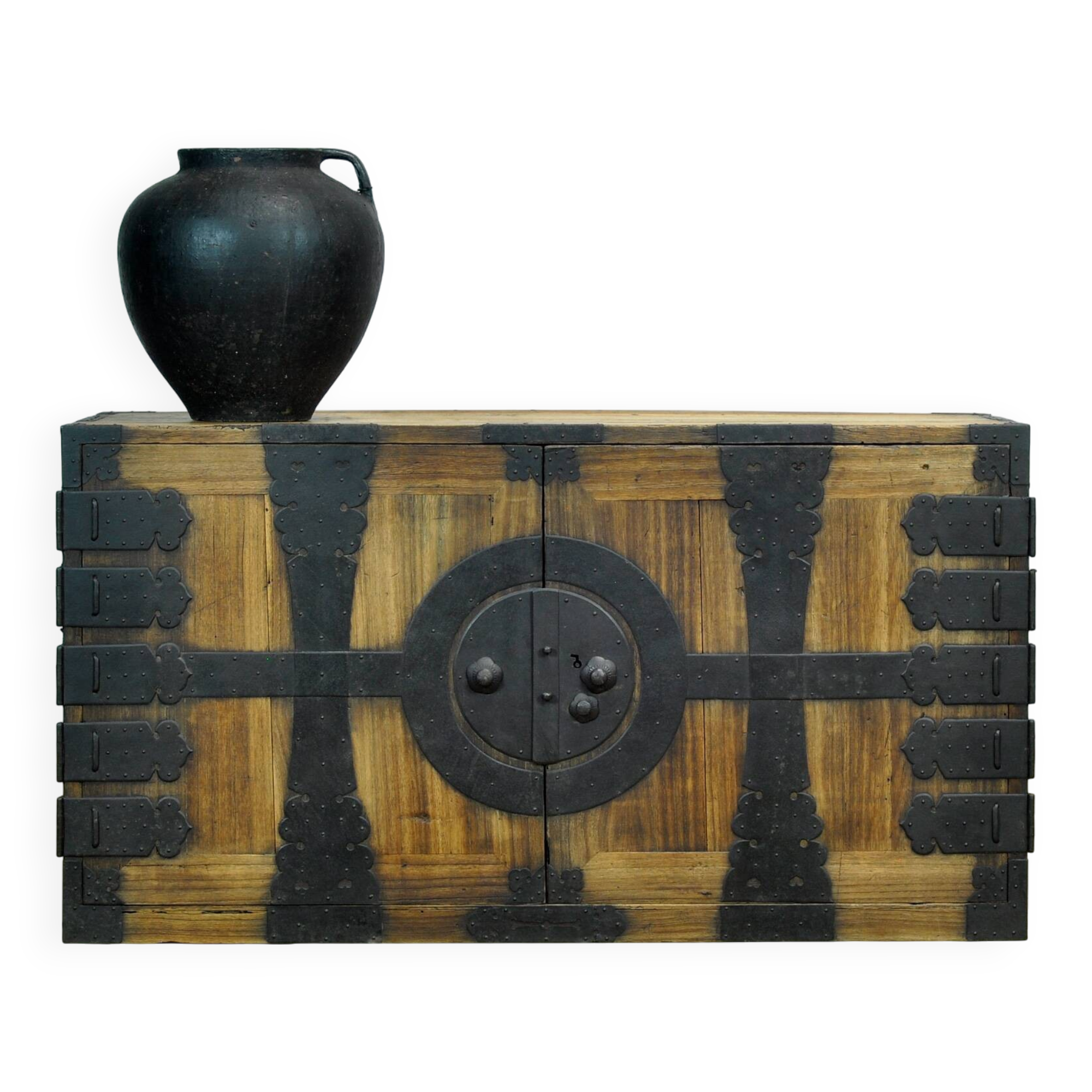 Japanese Meiji-period Choba Tansu chest with hand-forged iron fittings, circa 1880