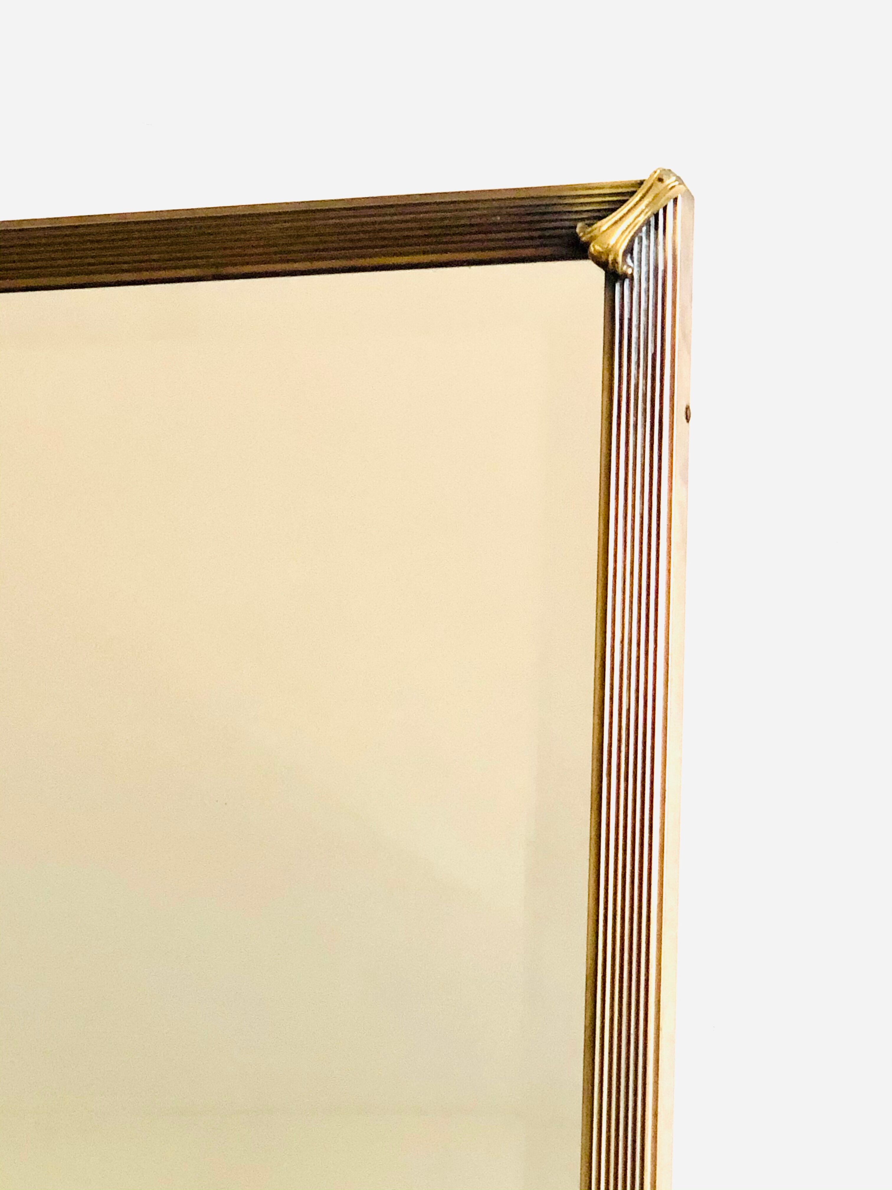 Old beveled mirror brass frame 74x50cm