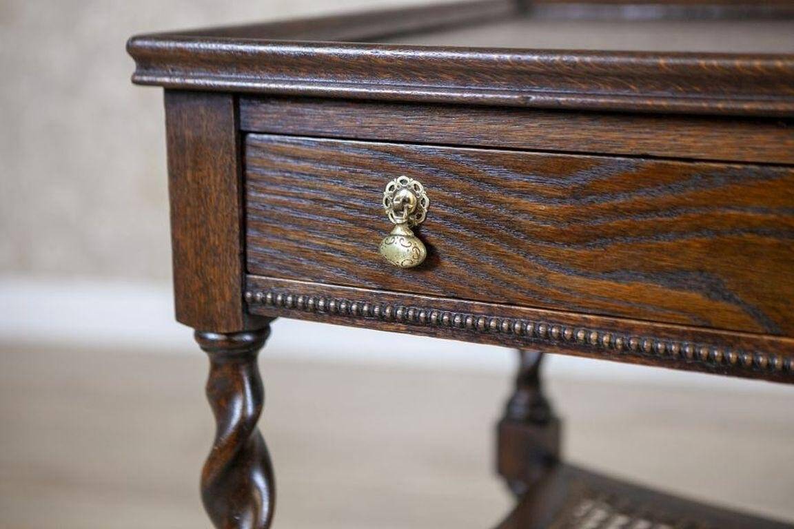 Oak Side Table in Dark Brown, 1930s