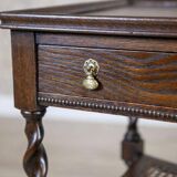 Oak Side Table in Dark Brown, 1930s