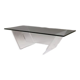 Plexiglas and glass coffee table "Les invisibles du marais", France 1980s