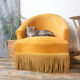 Ochre yellow velvet toad chair